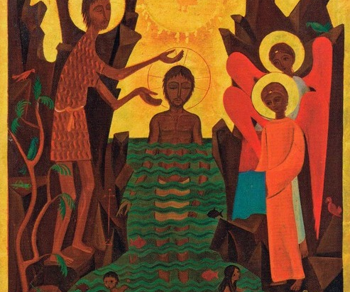 Icon on wood, 385 medium size - Baptism