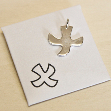 Dove pendant with cord (2 x 2 cm) - Solid silver (sterling silver)  (n°31)