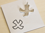 Dove pendant with cord (2 x 2 cm) - Solid silver (sterling silver)  (n°31)
